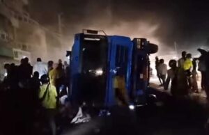 Abomey-Calavi : renversement d’un véhicule gros porteur sur une quinzaine de motocyclistes au carrefour IITA